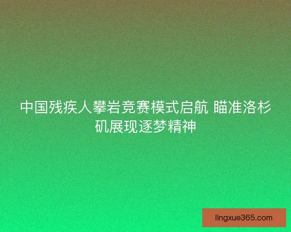 中国残疾人攀岩竞赛模式启航 瞄准洛杉矶展现逐梦精神