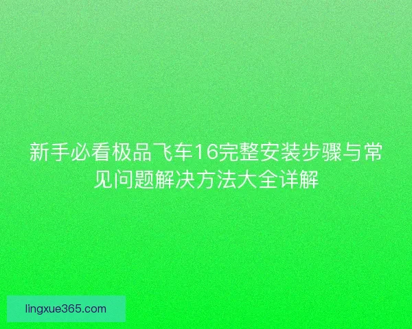 新手必看极品飞车16完整安装步骤与常见问题解决方法大全详解