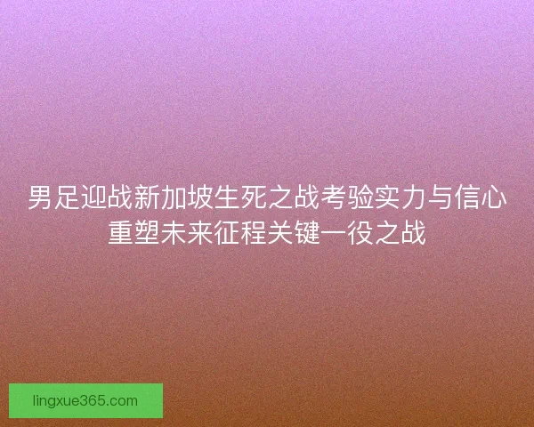 男足迎战新加坡生死之战考验实力与信心重塑未来征程关键一役之战
